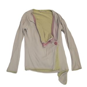 Knitted & Knotted Anthropologie Women's brown pink green cardigan Size L boho